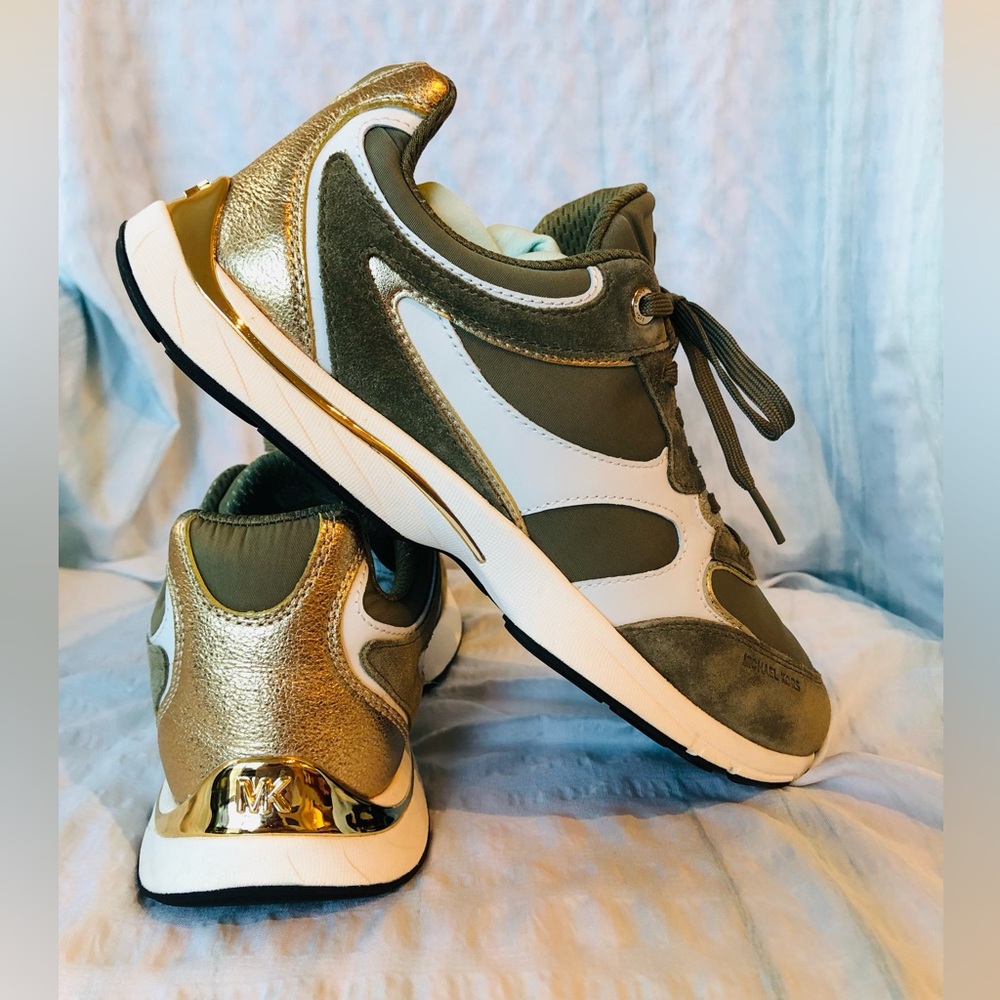 Michael Kors Olive and Gold Women's Athletic Shoes NWOT